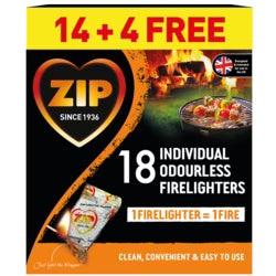 Buy 12 x 18 ZIP Fast & Clean Wrapped Firelighters for Open Fires BBQs Stoves Chimineas -